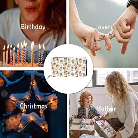 Cute Pug Dog Faux Leather Wallet Unisex Card Phone Coin Purse Gift - Picture 6 of 9